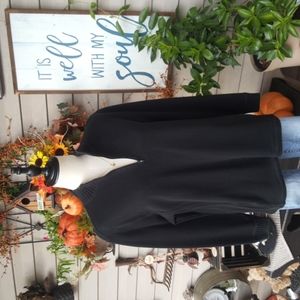 LIZ CLAIBORNE ♡ Vintage Black Cotton 3/4 Zip Side Pockets Long Sleeve Pullover S